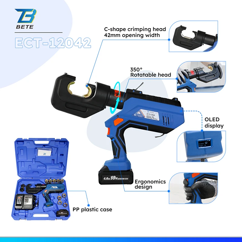 ECT-12042 Electric Battery Powered Hydraulic Crimping Tool For Cable Lugs 12T