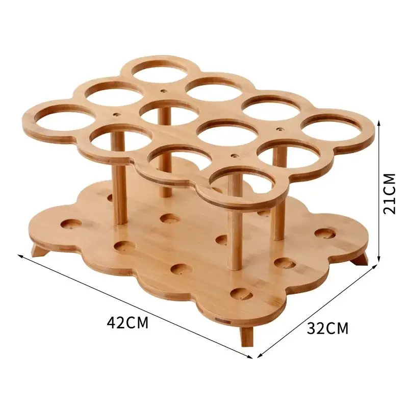 High Quality Bamboo Wholesale Kitchen Furniture Organiser wine holder Tabletop Bamboo 5/9/12/15 Bottle Wine Rack