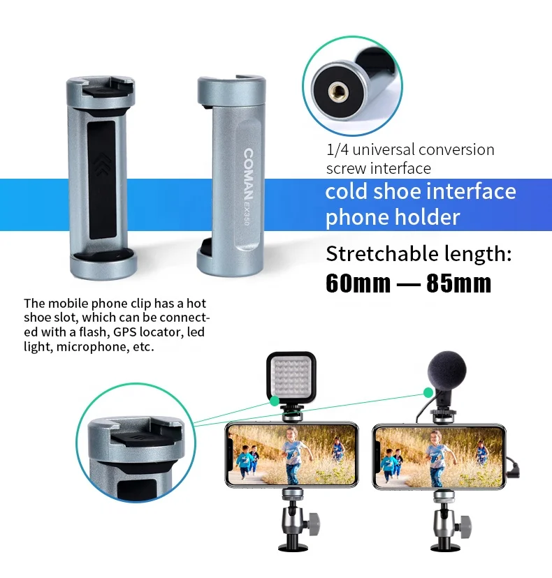 Coman MT55 Aluminum phone tripod stand flexible for camera video accessories