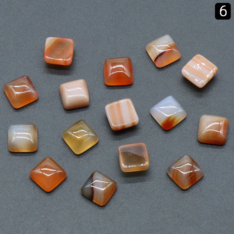 Square ring surface natural crystal single curved square geometric DIY jewelry stone semi-precious stone crafts