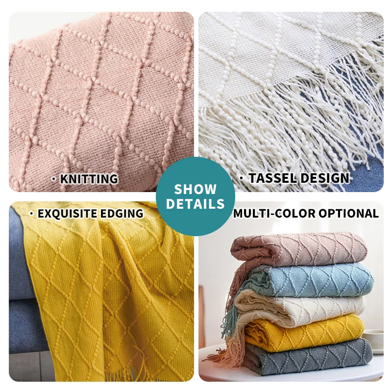 Nordic Style Knitted Tv Nap Blankets Home Sofa Bed Soft Travel Air Condition Blankets