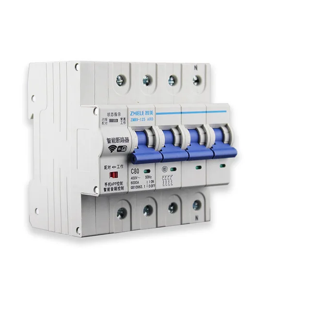 4P 63A 100A WiFi Smart Circuit Breaker Switch Smart Home Automation Overload Short Circuit Voice Control Accessory