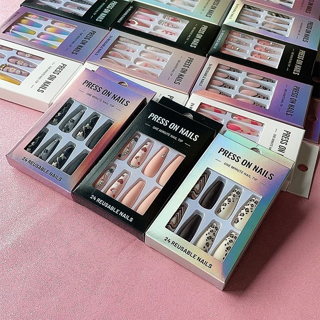 Акриловые искусственные ногти Naixi Nail пресс для ногтей из АБС-пластика новый модный дизайн под заказ французские квадратные с полным покрытием