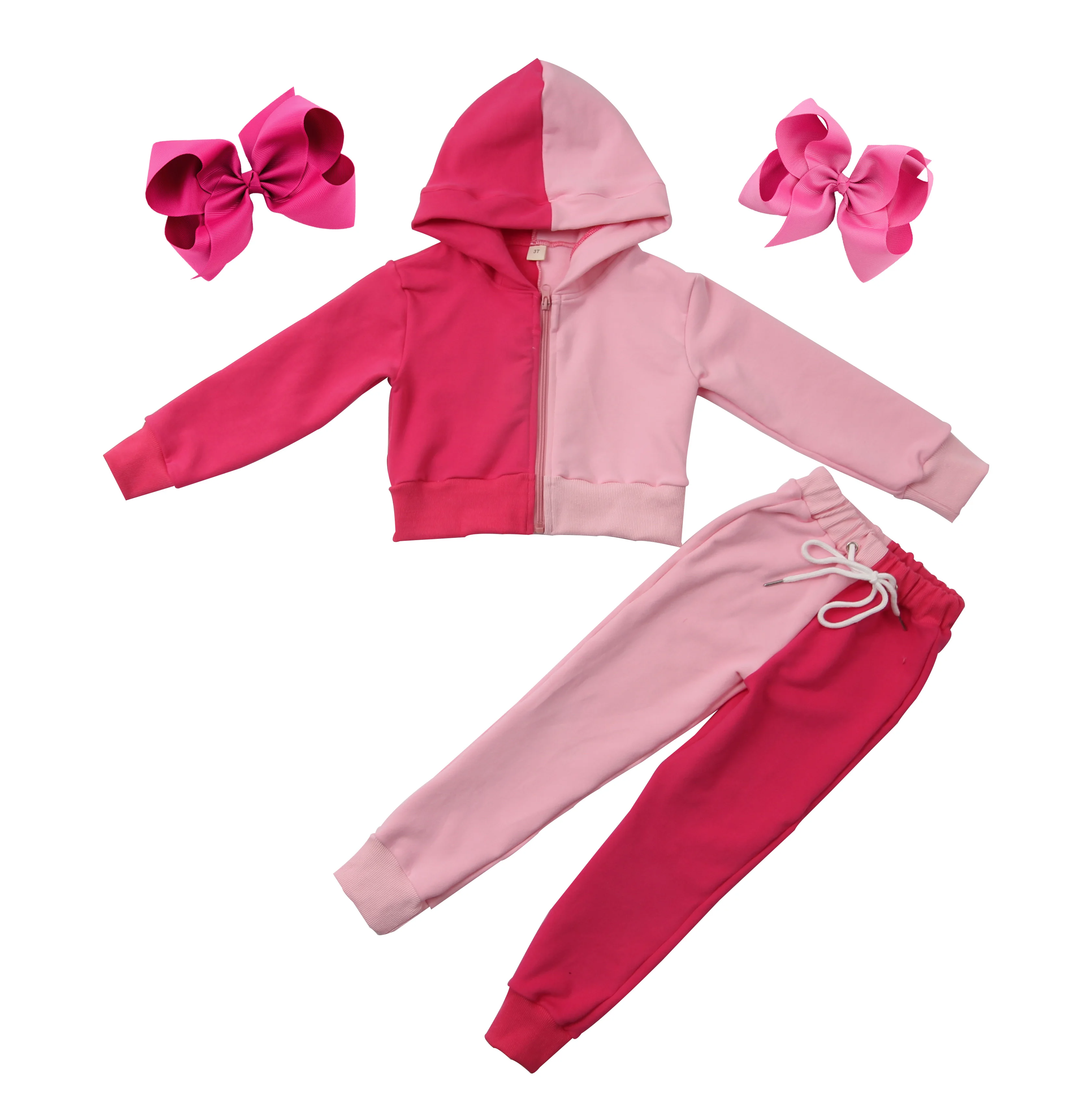 Yiwu ruidian новые осенние детские товары двухцветный костюм для бега куртка с капюшоном на молнии женские комплекты для бега из 2 предметов