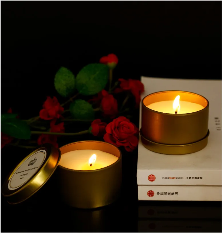 Wholesale round seamless 4 oz 6 oz 8 oz candle tin can container metal candle tin jar box with lid