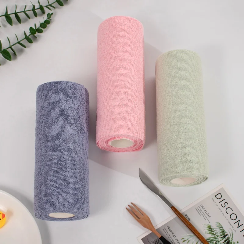 Customized Tear Away Cleaning Cloths Microfiber Cleaning Cloth Roll Disposable Kitchen Reusable Towel Rolls