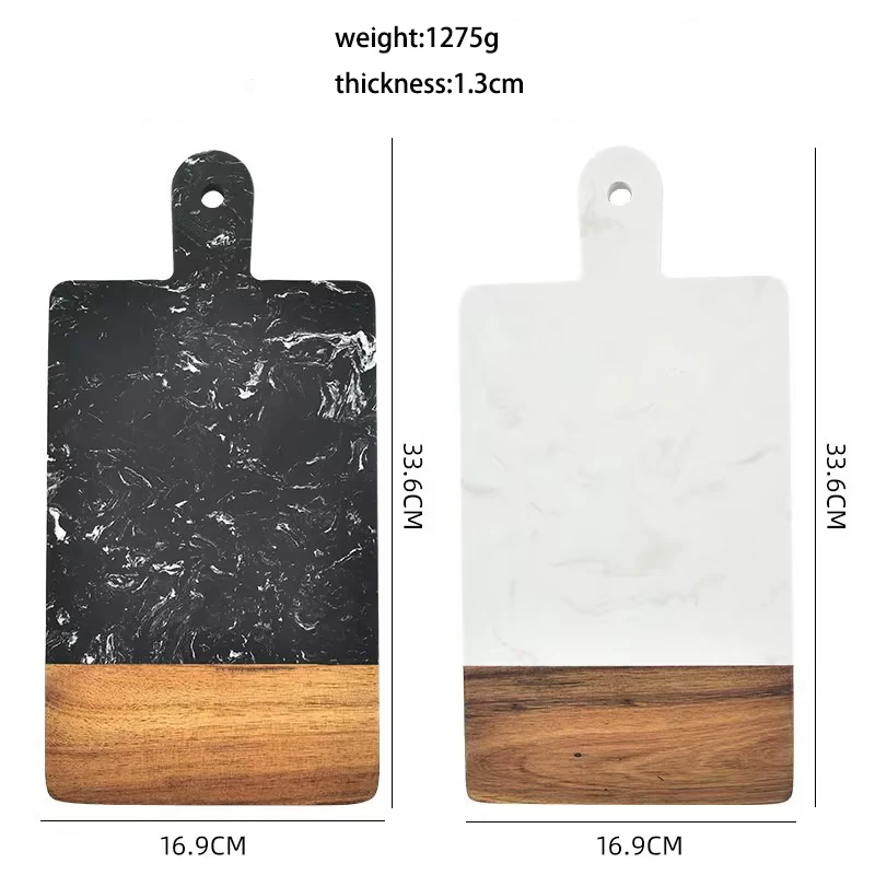 Kitchen 2 In1 Acacia Wood And Marble Chopping Board For Fruit Bread Cheese Steak