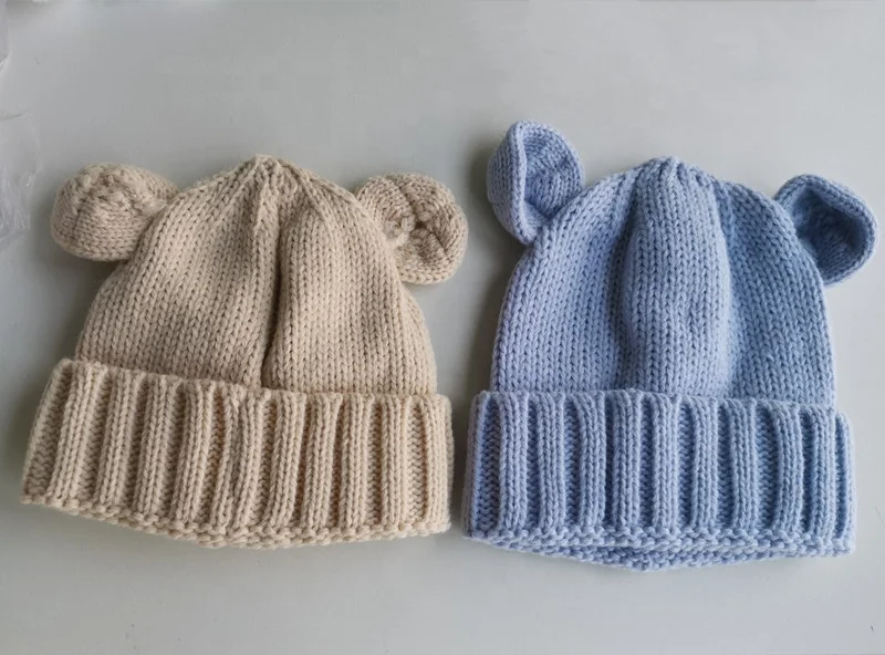 Оптовая продажа Детская Зимняя Теплая Шапка-бини с медведем