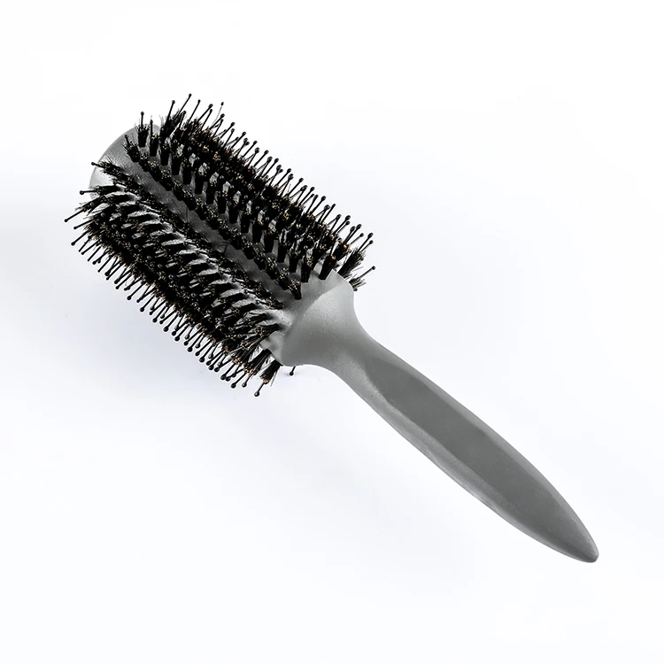 Luxe grey boar bristle hair brush wood boar bristle round brush soft professional barber tools