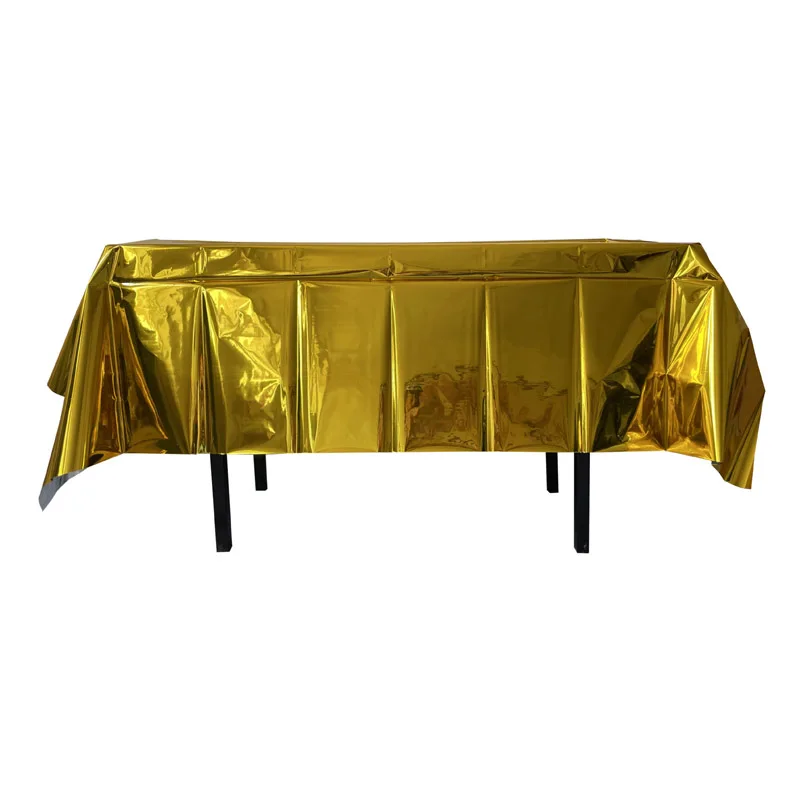 Festival Gala Holiday Party Celebration Tableware Decoration 137*183cm Aluminum Foil PET Plain Color Table Cloth