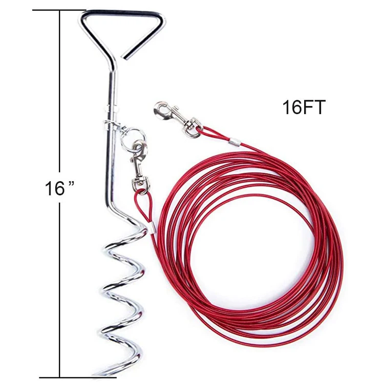 Dog Tie Out Cable Stake Leash Stake Outside Yard Beach Lawn Ground Anchor Medium Large Dogs Strongest Tie Out Stakes