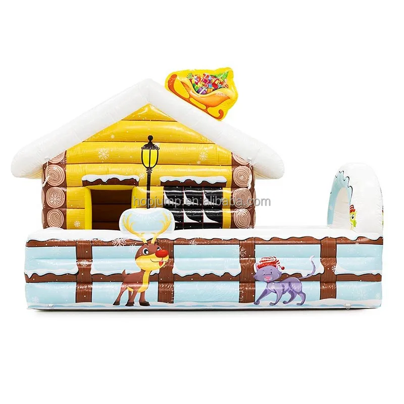Commercial inflatable santa claus bouncer christmas inflatable santa grotto castle for event inflatable gingerbread bounce house