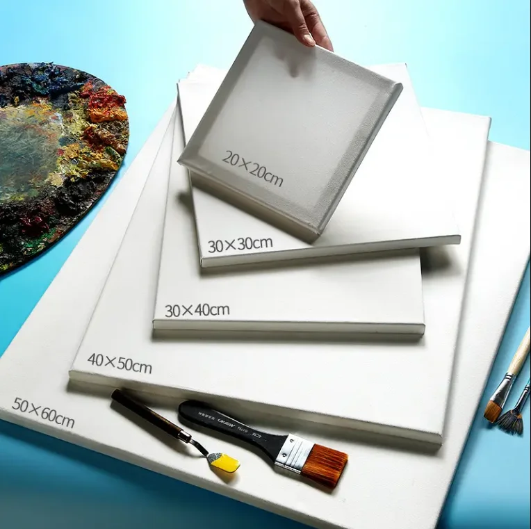 40x50cm Custom Blank Pure Or Linen Cotton Stretched Canvas With Wood Frame For Oil Painting And Acrylic Painting