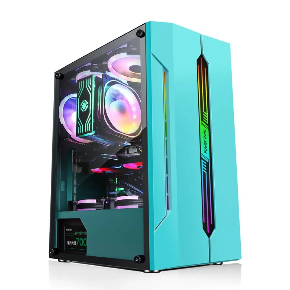 New Product Power Train ES280 Pink Green PC CASE FULL TOWER Gaming Computer Case PC