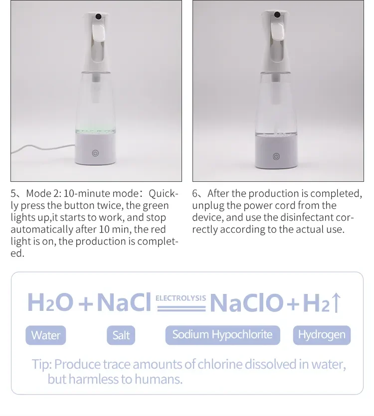 New Portable Low MOQ Trendy model 350ml Factory Cheapest Price Water Sodium Hypochlorite Generator