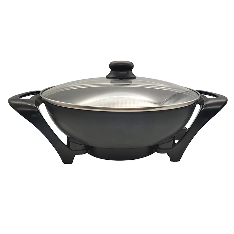 Hot Sale Indoor Frying Pan Multifunctional Round Pot Kitchen Electric Skillet with Glass Lid