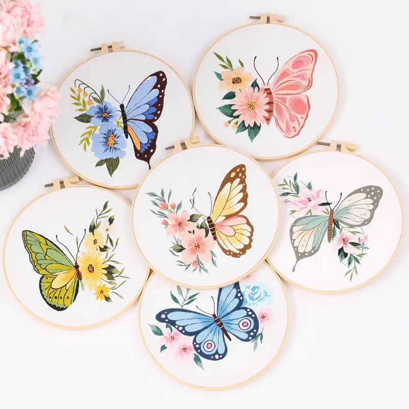 Stamped Floral Embroidery Kit for Beginner Cross Stitch Kit Printed Embroidery Starter Kit Embroidery Floss PatternPopular