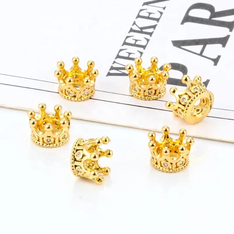 Wholesale Black CZ Crown Beads DIY Spacer Beads Fit Bracelet Jewelry Accessories For Jewelry Making