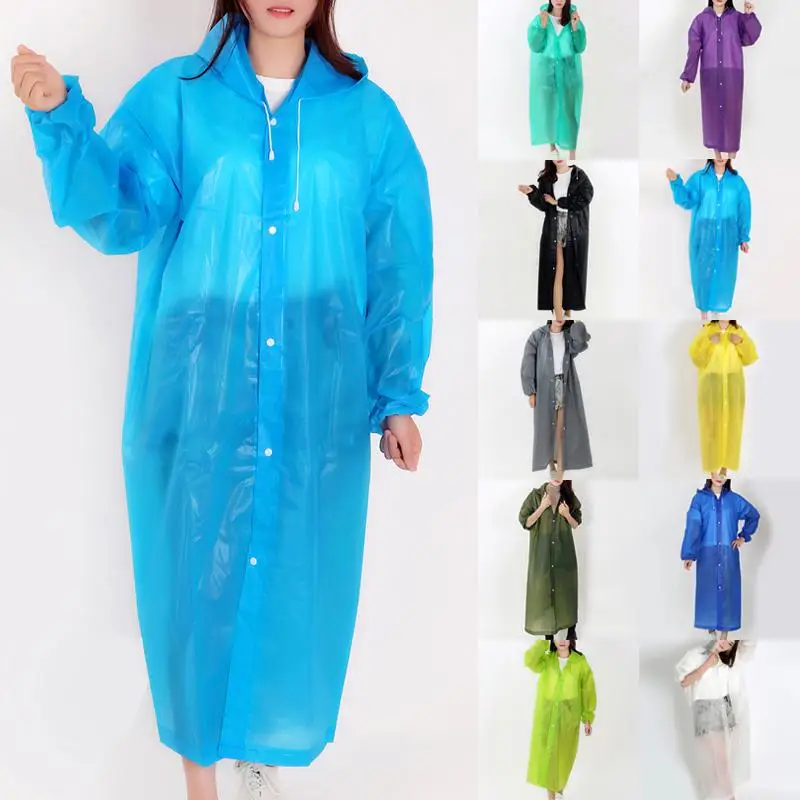 Hooded raincoat transparent fashion film with buttons colorful fashion raincoat