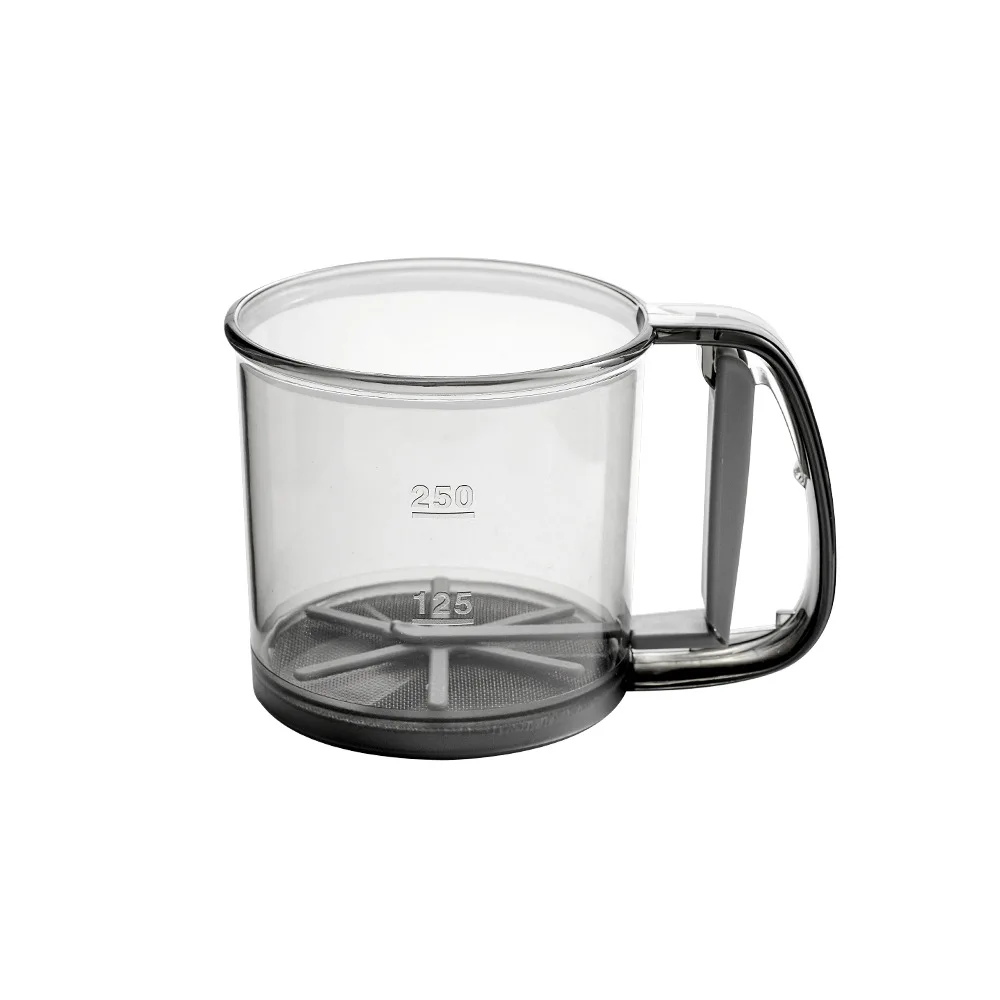 Semi-automatic Flour Sifter Sieve For Baking 4 Cup Capacity Ergonomic Handle Fine Stainless Steel Mesh Sieve
