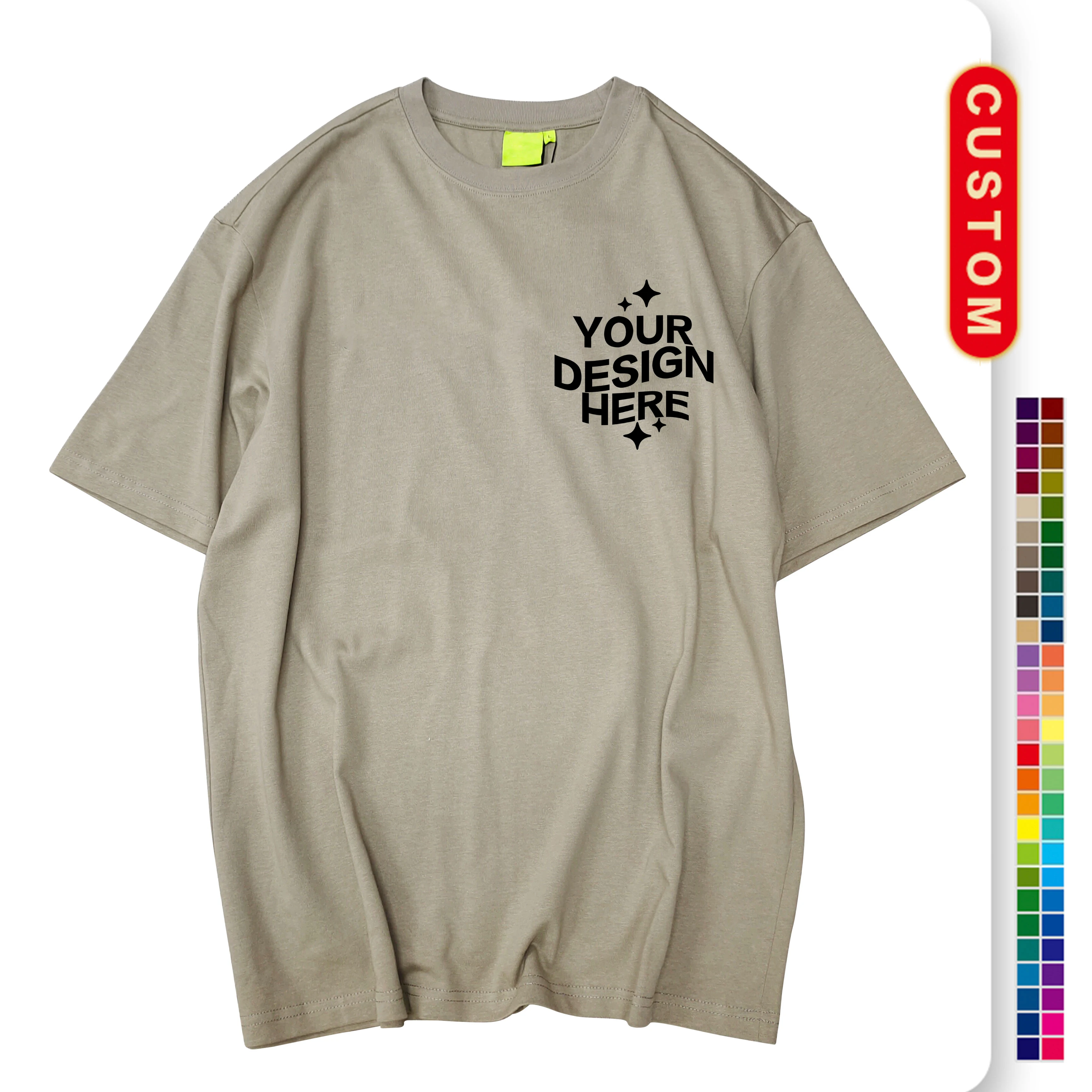 Custom t-shirts 100% Cotton Pullover Men khaki t shirt Casual Custom T Shirt Printing Plain Oversized tshirt