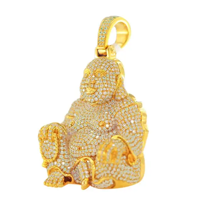 Johnny Dang Same Design Custom Large Size Silver/ 10K Solid Yellow Gold Mens Diamond  Buddha Moissanite Iced Out Pendant