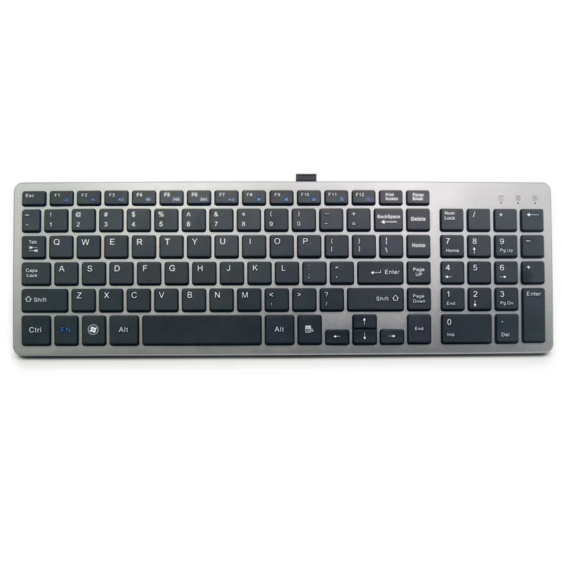 Slim  portable 102 key 2.4G Wireless and blue tooth  rechargeable keyboard