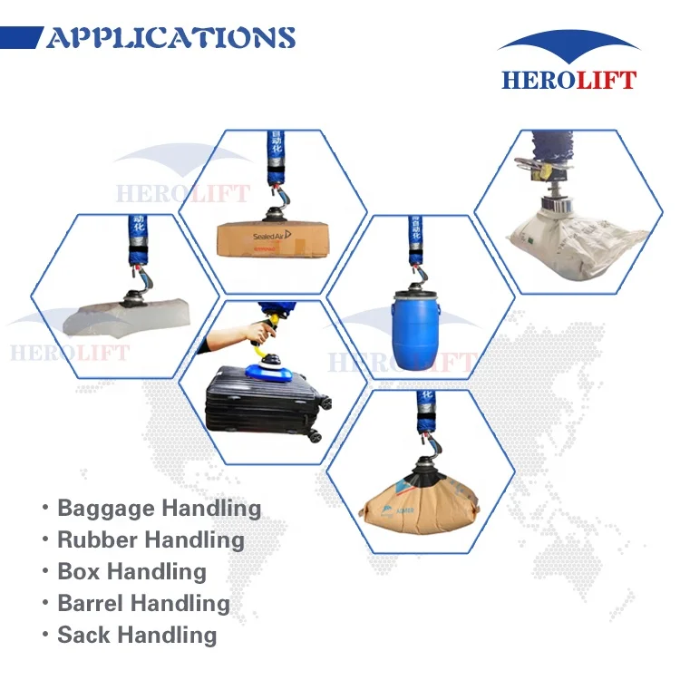 Hot sale Vacuum tube Lifter for 10-300kg rubber,sacks,cardboard boxes,wooden sheets with Lifting jib crane