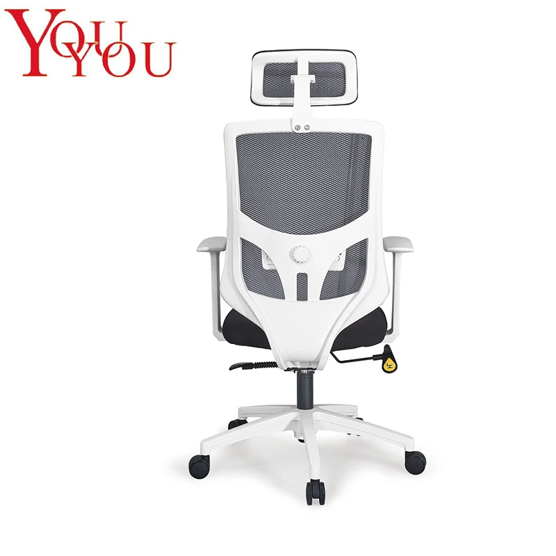 High-Back Executive Boss Office Chairs Modern Design Style White Frame Black Mesh Fabric Lift Chair Popular Executive Chair