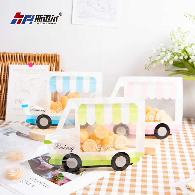 Customized Cartoon Snack Ziplock Bag Special Shaped Standing Up Pouches Biscuit Candy Food Zipper Packaging Bag With Window