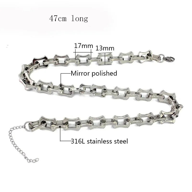 New Creativity  luxury chain 17mm and 13mm necklace luxury Stainless steel link Necklace For Women  Classic 47cm necklace
