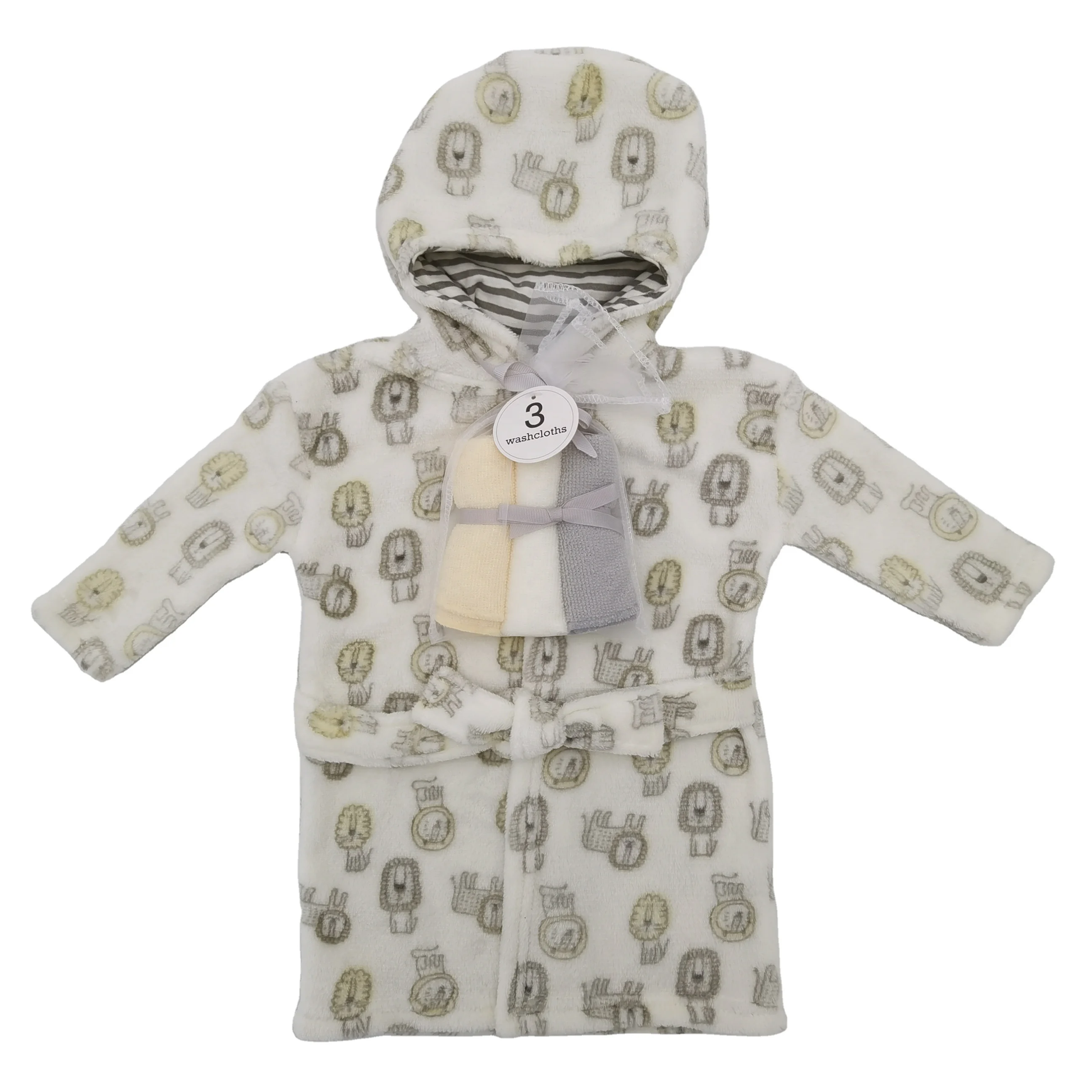 Factory Wholesale 100% Polyester Animal Face Hooded Baby Towel Bath Towel Baby Robe