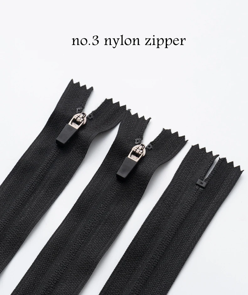 High Quality 3# Black Reverse Zipper Nylon Zipper With Rubber Zipper Puller