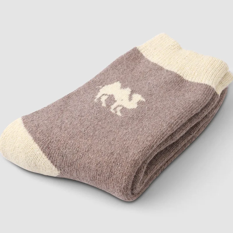 winter thickened camel wool socks unisex solid color casual terry sock mid-calf wool warm socks