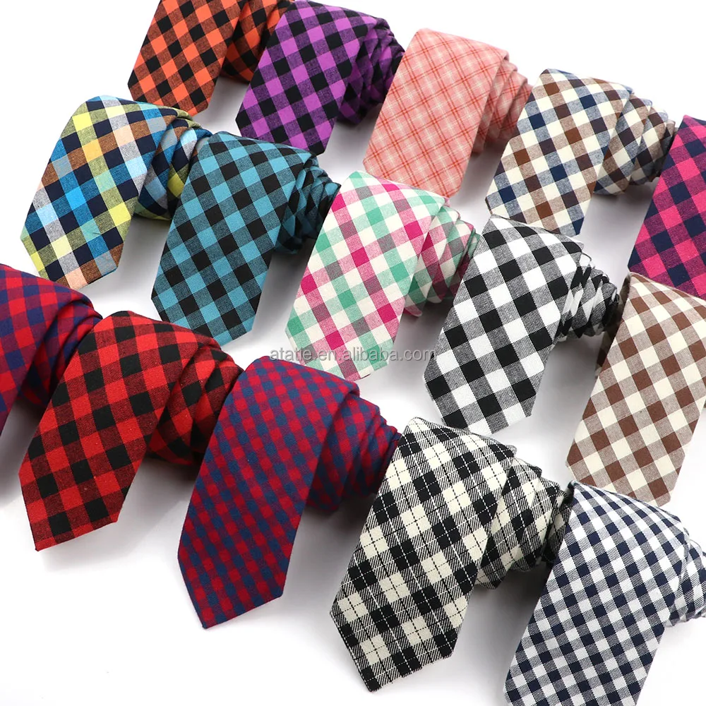 Модный классический мужской галстук, клетчатый галстук, повседневный галстук в клетку, галстук-бабочка, Мужской Хлопковый Тонкий галстук, цветной галстук