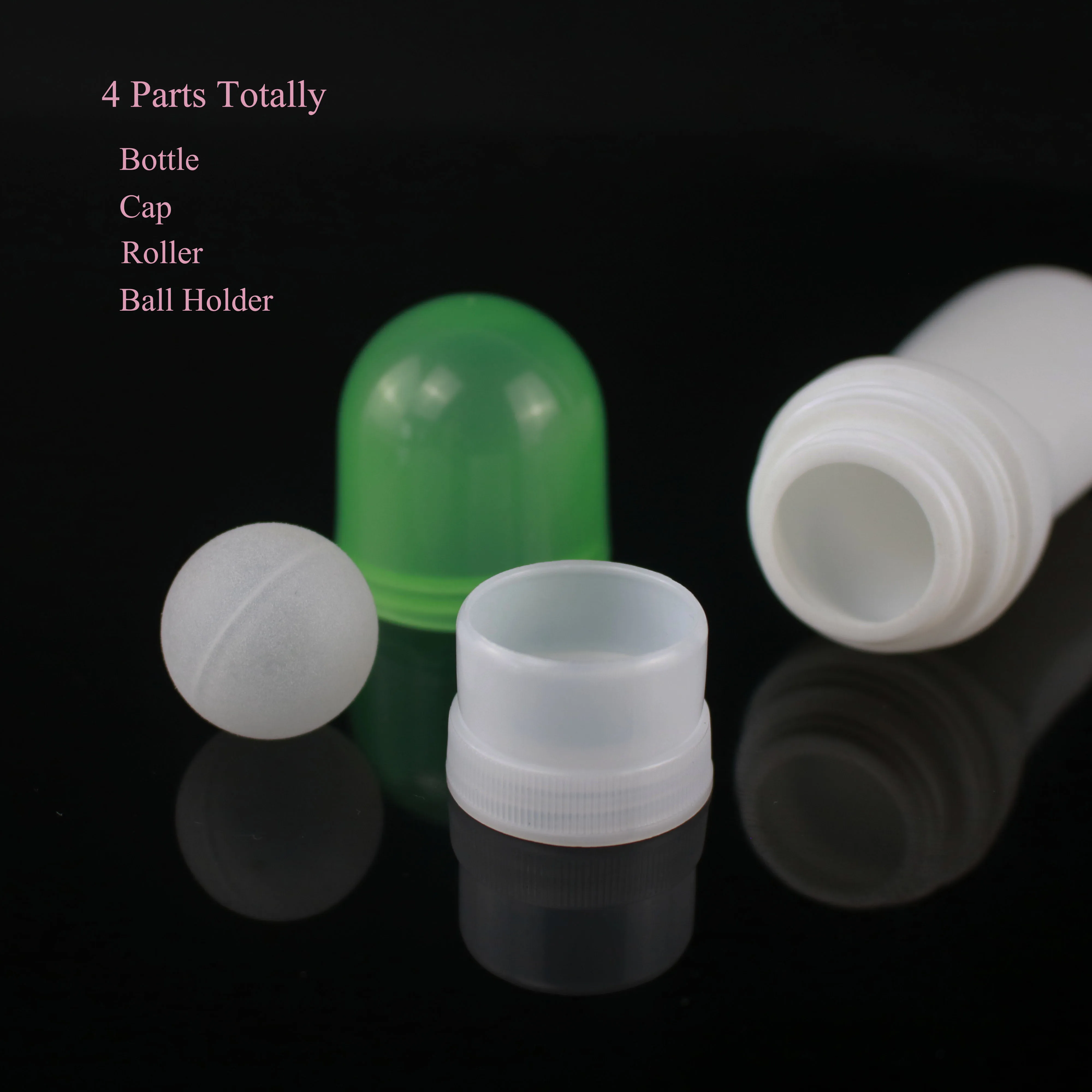 Roller Ball Deodorant Bottle HDPE Plastic 50ml Custom PE Screen Printing Roll on Personal Care HDPE Bottle / PP Cover 10000pcs