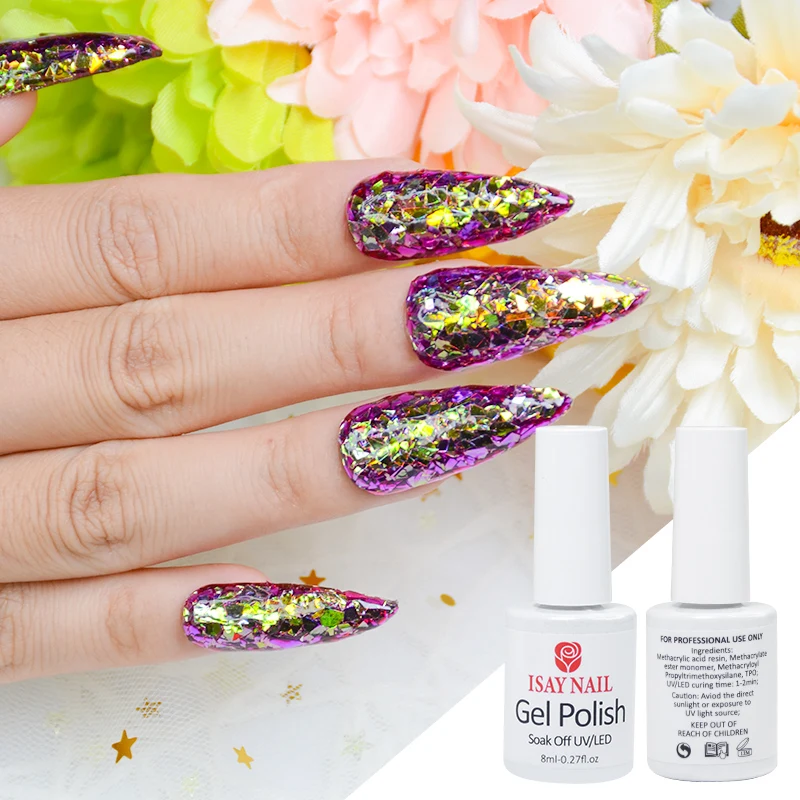 High Quality 8ml UV Glitter Nail Gel Polish Colors Peel off Nail Polish Wholesale Base Coat Top Coat Custom Logo