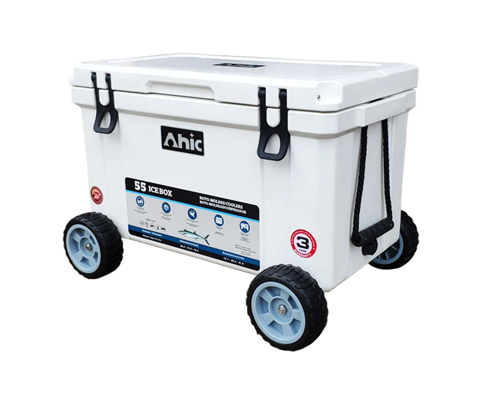 55Liter Cooler Box with Wheels, Cooler Box for Food Transportation, Frozen Food Cooler Box