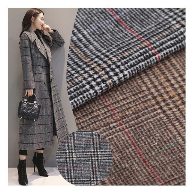 
Лидер продаж, современное окрашенное шерстяное пальто в клетку, тяжелая Органическая клетчатая ткань 