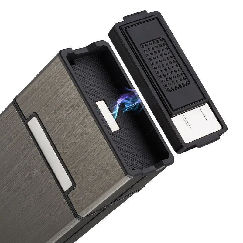 Wholesale Custom Logo 20 Pcs Metal Modular Cigarette Case With Removable  USB lighter