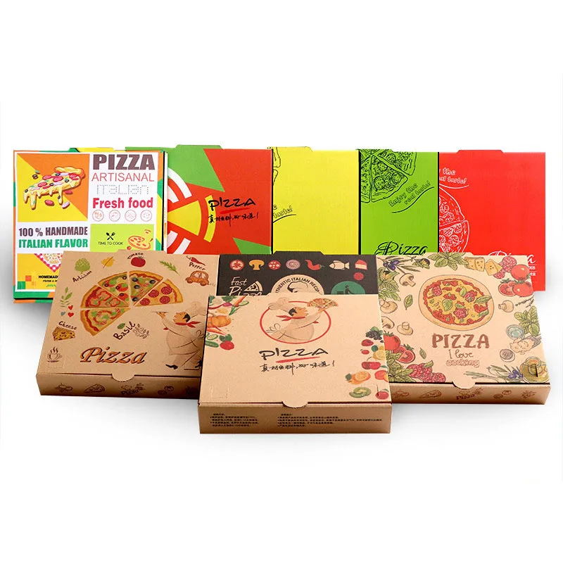 Flexo Printing Multi Layer Corrugated Delivery Italian 18-Inch Pizza Boxes Recyclable Packaging Square Take Away Fast Food Boxes