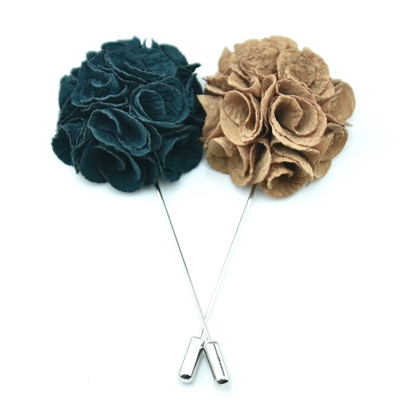 hot sale handmade fabric flower shape lapel pin brooches for men