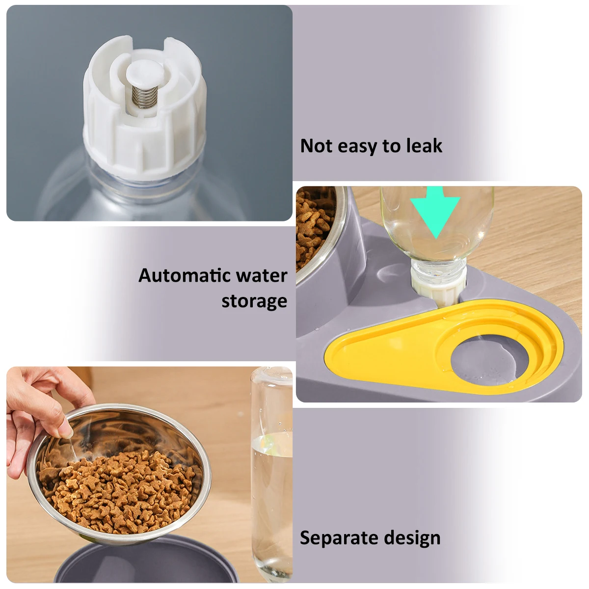 Dog Cat Double Bowls Automatic Cat Feeder Water Dispenser Pet Food Bowl Set And Water Feeder Bowls