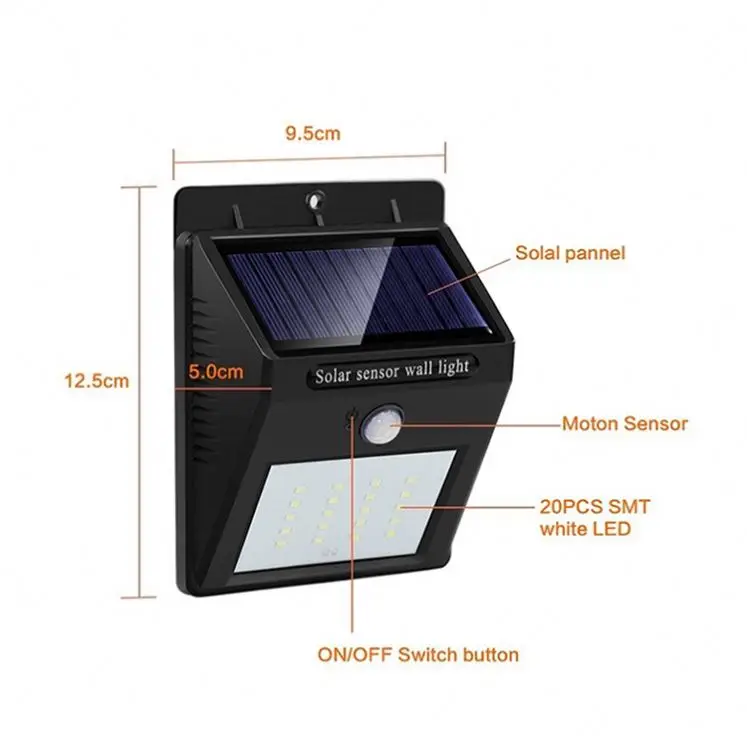 New Design 30 LED Outdoor Solar Power Security Waterproof IP65 PIR Motion Sensor Home Garden Led Solar Wall Lights