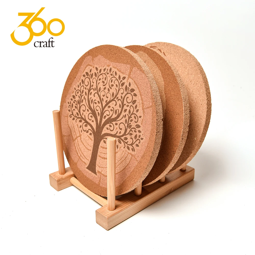 Set Of 8 Natural Blank Cork Mug Coasters Pot Holder For Sublimation