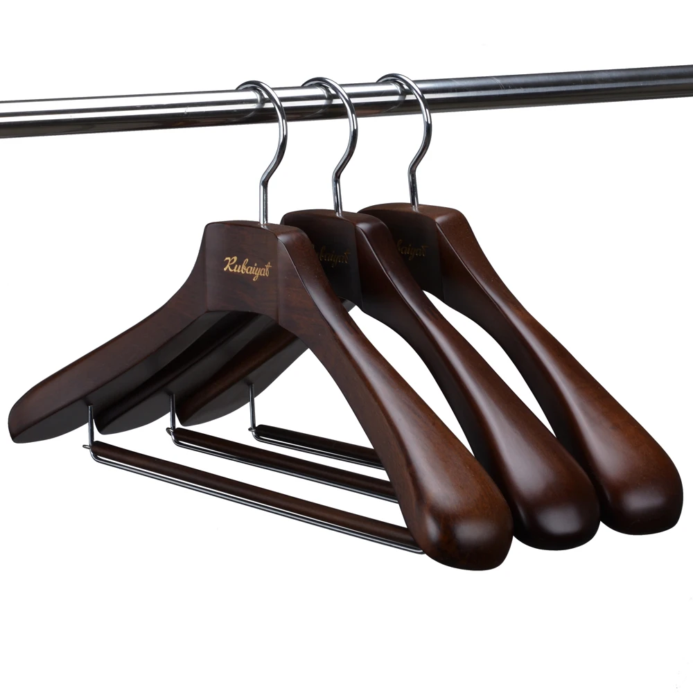 China manufacturer luxury beech wood suit hanger large wooden hangers with pant bar