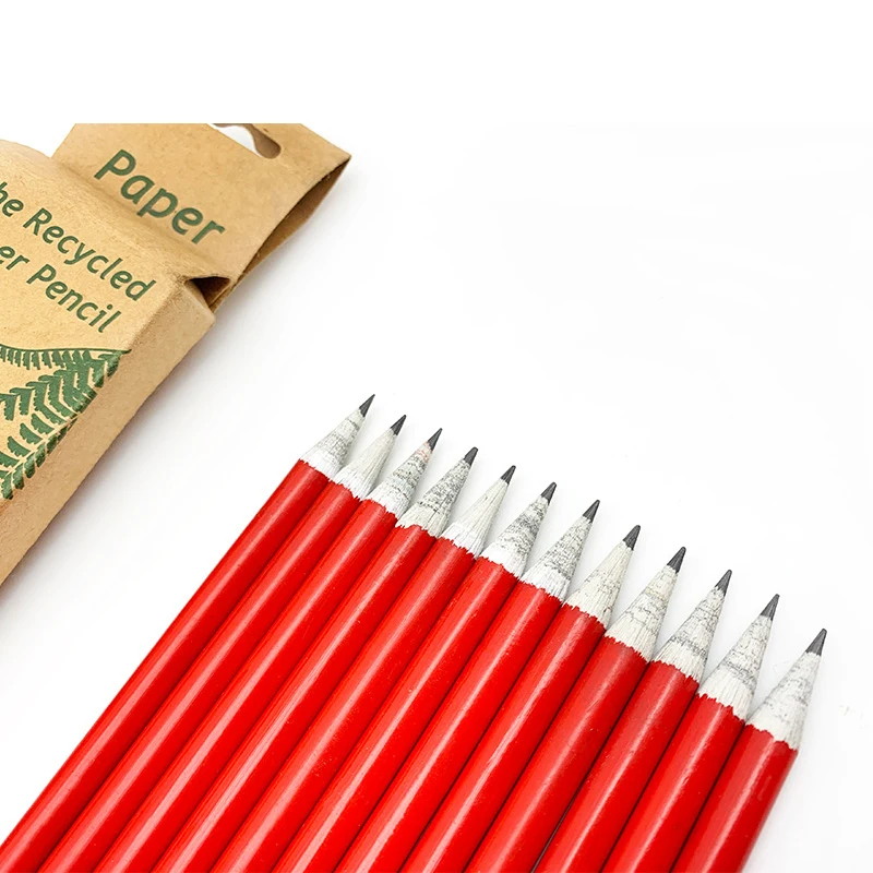 Customized kraft drawing hb pencil paper newspaper recycled cheap paper pencil