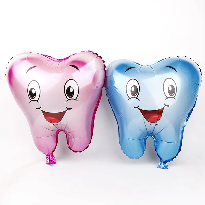 49*56cm Lovely Inflatable Tooth Shaped Foil Balloons Health Oral hygiene Globos for Baby Shower Event Party Decorations