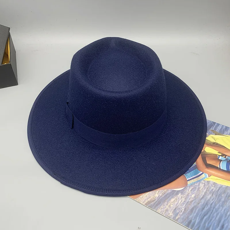 Hot Sale New Trend High Quality Big Flat Wide Brim wholesale wool felt 2023 Whomen Fedora Hats with Matching Ribbon Bow