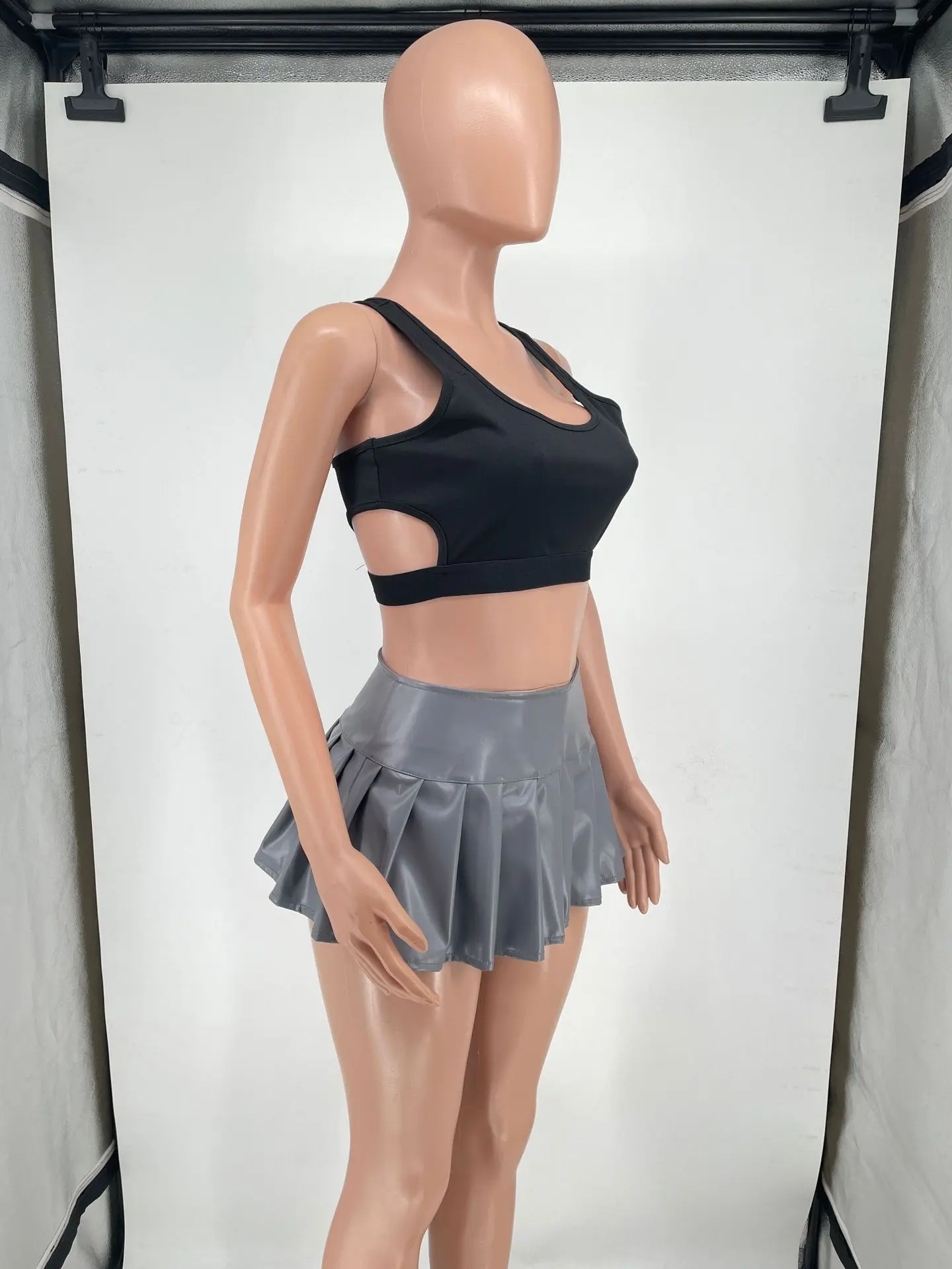 Sexy Club Outfits High Waist Pu Leather Pleated Mini Skirts for Women 2023 Cute Fashion Y2K Short Skirt Clubwear